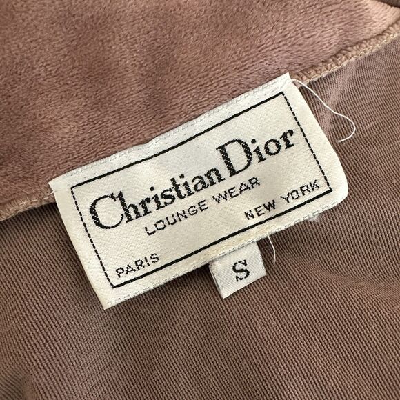 VTG Christian Dior Lounge Wear Velvet Robe Velour Long Embroidered SMALL - Picture 6 of 7
